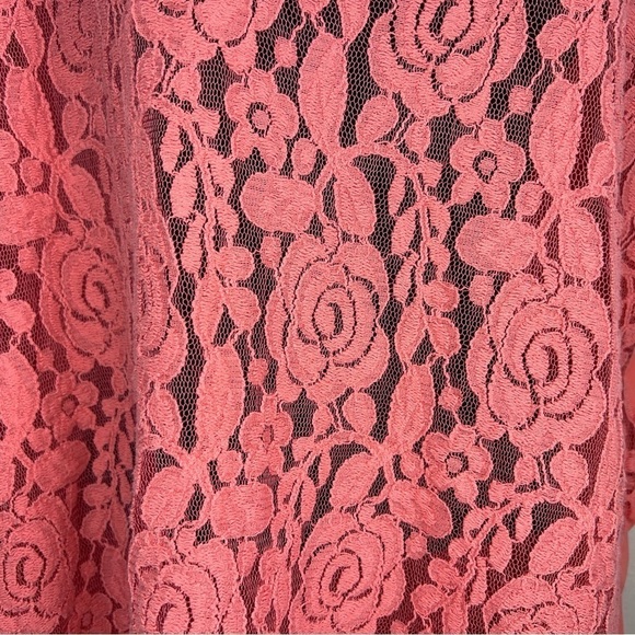 2X TRU SELF ORANGE LACE BLOUSE OPEN BACK CROPPED SHORT SLEEVE - Picture 6 of 13